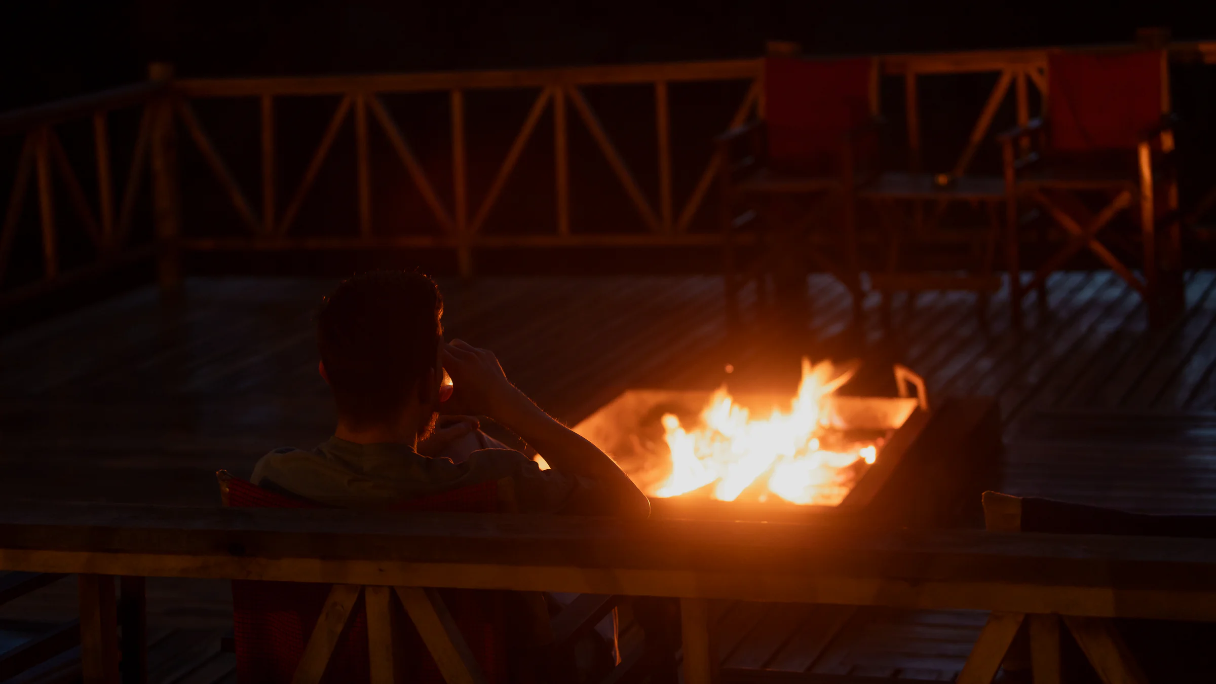 Luxury safari camp at sunset